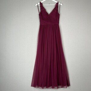 Hitherto Womens Dress 2 Purple Fleur Lace Tulle Maxi Gown Evening Wedding Guest